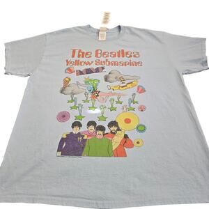 NWT Men's Licensed Junk Food Baby Blue Beatles Yellow Submarine Group Tee Size L